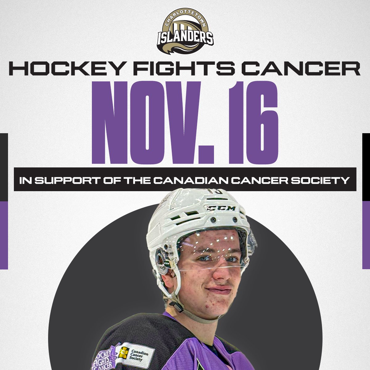 Charlottetown Islanders Host Hockey Fights Cancer Night 💜🗞️

chl.ca/lhjmq-islander…