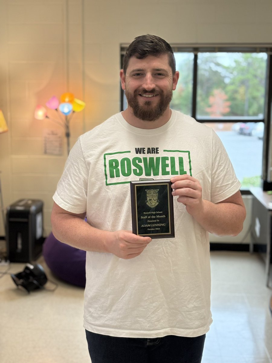 Our phenomenal department chair, Coach Lenning, not only won this months Leadership Award but was also awarded Staff of Excellence for the month of October! We are beyond lucky to have him leading our CBI department! Congratulations, Coach! 🥳🏆🤍 <a href="/RoswellHighSch/">Roswell High School</a> <a href="/FCS_SEC/">FCS SEC</a>