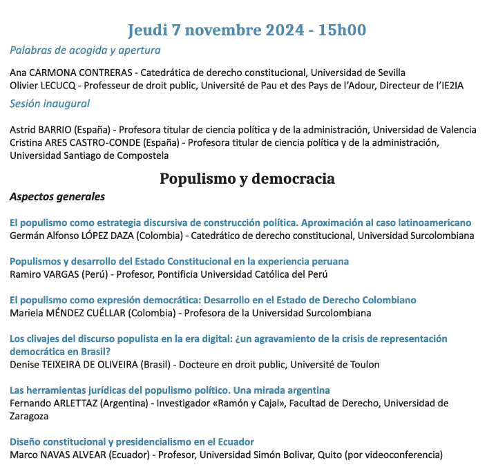 LMGR02's tweet image. LMG. Populismo y límites temporales al mandato presidencial en América latina. 

8 de noviembre de 2024

III Congreso RIDCI: Populismo y Estado de Derecho

Universidad de Sevilla
