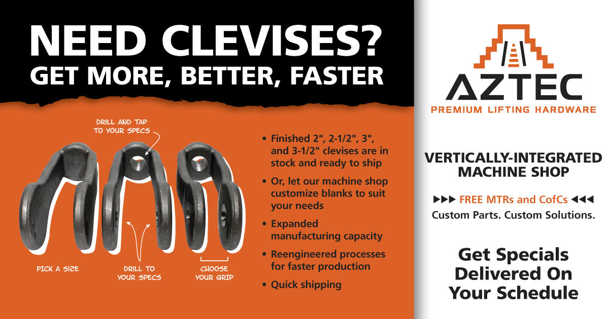 GLHuyett's tweet image. 🔗 Elevate your projects with Aztec Premium Lifting Hardware Clevis Ends! Available in sizes #2, #2-1/2, #3, and #3-1/2. Perfect for lifting and rigging applications. 💪🏽 Get yours today! #AztecLifting #QualityHardware hubs.ly/Q02X1NDM0