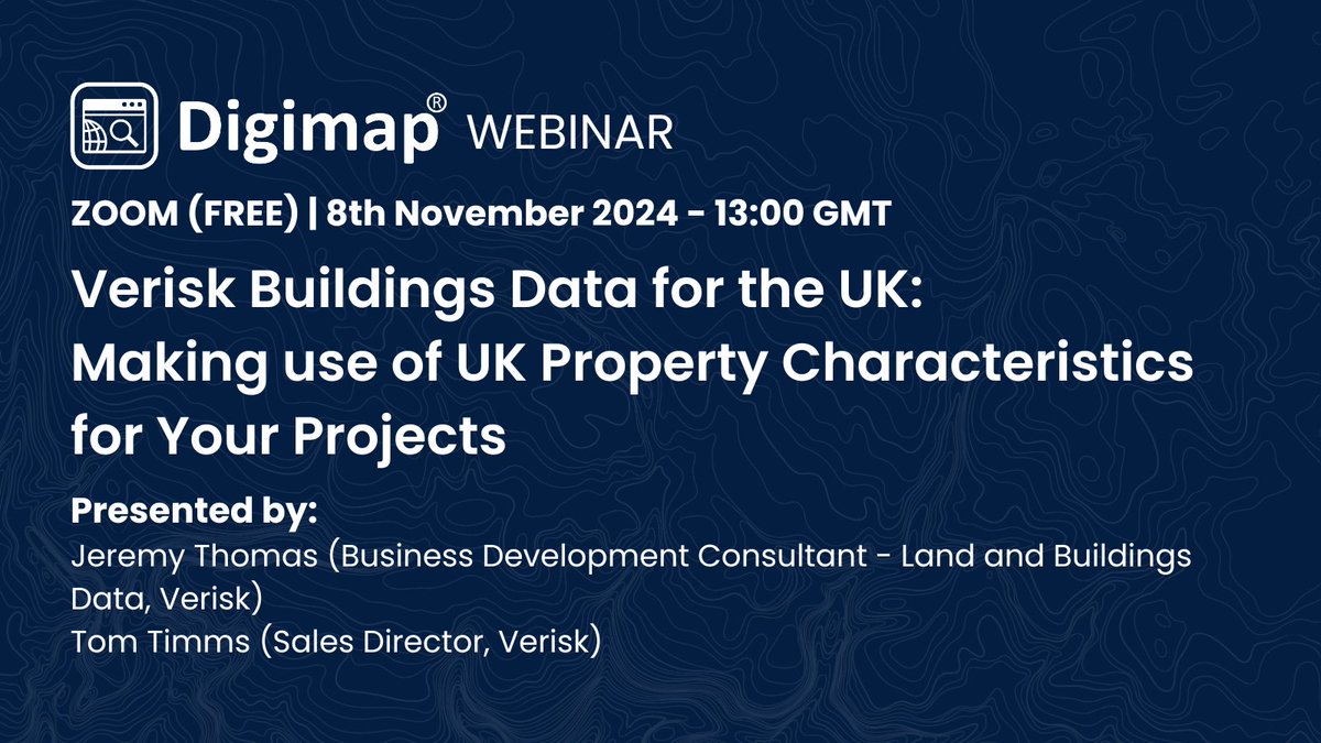 EDINA Digimap (@edina_digimap) on Twitter photo Join us tomorrow for our webinar: "Verisk Buildings Data and Digimap for the UK – Making use of UK Property Characteristics for Your Projects", presented by Jeremy Thomas (Business Development Consultant) & Tom Timms (Sales Director) at <a href="/Verisk_LBDUK/">Verisk Land and Buildings Data UK</a>.
ow.ly/8jJE50TZ84W Join us tomorrow for our webinar: "Verisk Buildings Data and Digimap for the UK – Making use of UK Property Characteristics for Your Projects", presented by Jeremy Thomas (Business Development Consultant) & Tom Timms (Sales Director) at <a href="/Verisk_LBDUK/">Verisk Land and Buildings Data UK</a>.
ow.ly/8jJE50TZ84W