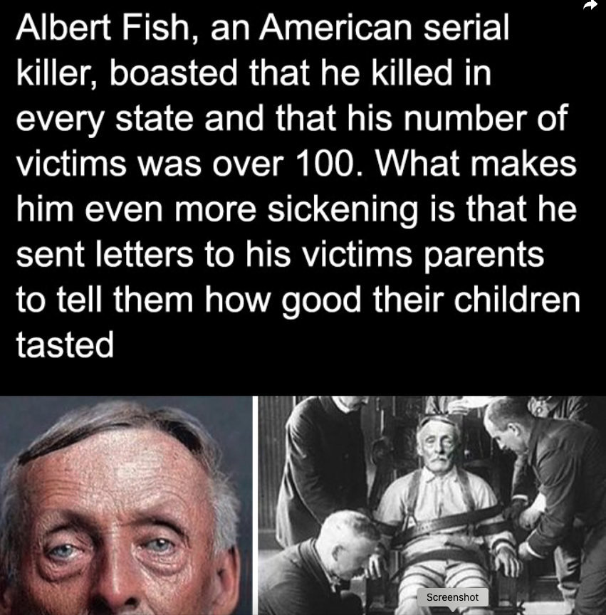TCWTMedia's tweet image. 📝😱 Terrifying Thursday Fact! 😱📝

Albert Fish, a notorious serial killer, sent haunting letters to the parents of his victims, detailing the horrific acts he committed. 😨. 💔🕵️‍♂️
 #TerrifyingThursday #TrueCrime #AlbertFish
