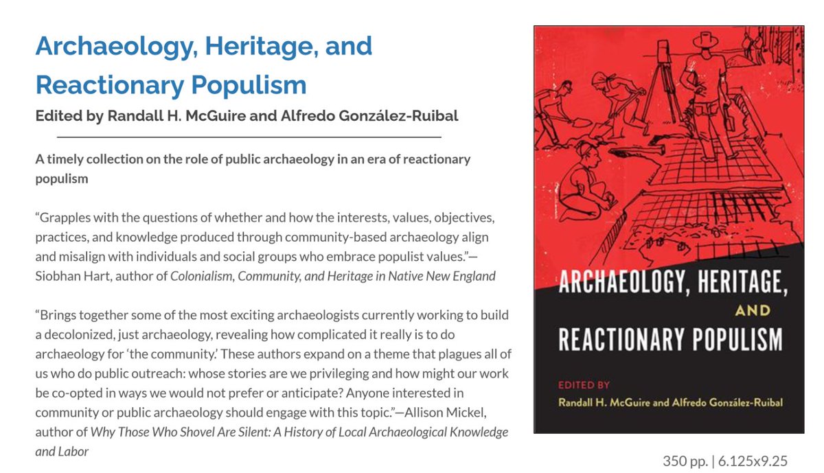 Aprovechando que he perdido unos 200 followers por tuitear sobre Trump, anuncio que a inicios del año que viene sale un libro que coedito sobre populismos, ultraderecha, patrimonio y arqueología.  
upf.com/book.asp?id=97…