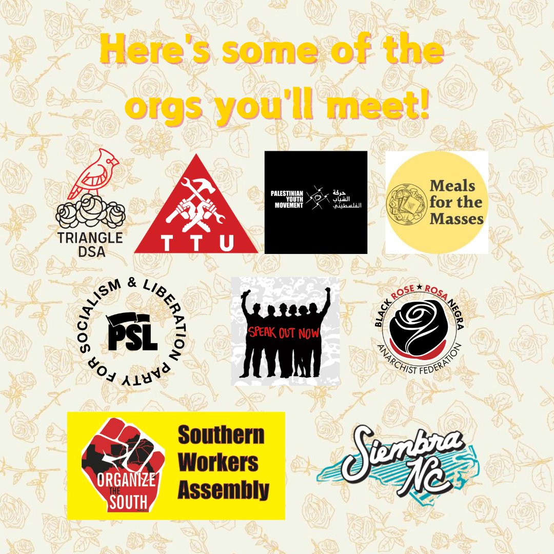 Join local anti-capitalist organizations, labor unions, tenant unions, mutual aid orgs, and community orgs to learn how you can get involved! We’ll also have space for people to sit and talk about the elections and what they mean for our movement for a better world #ncpol