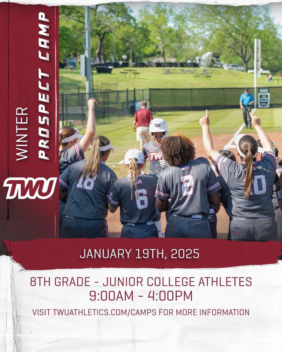 We have another camp opportunity coming up! We hope you can join us on January 19th, 2025 for our Winter Prospect Camp! Link to register is below!

twusoftball.totalcamps.com/shop/EVENT
