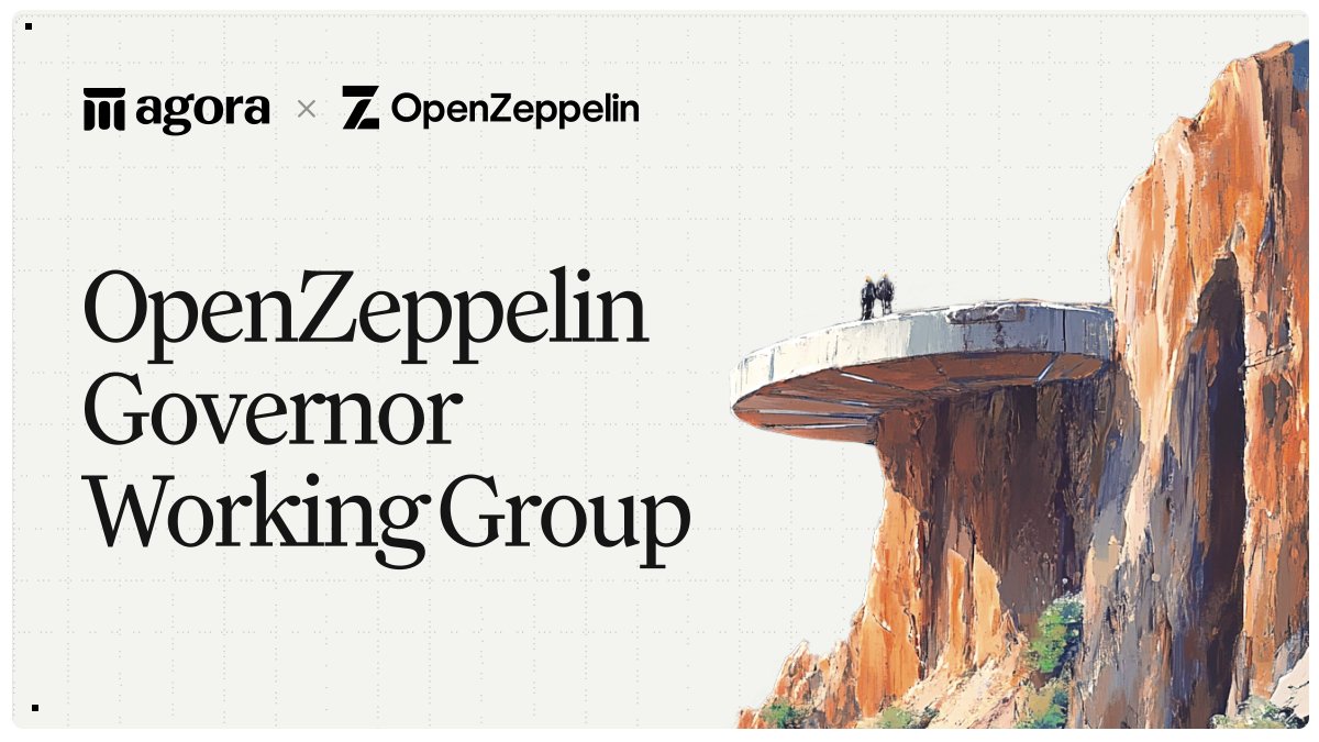Excited to announce Agora is teaming up with <a href="/OpenZeppelin/">OpenZeppelin</a>, @TallyXYZ &amp; <a href="/ScopeLift/">ScopeLift</a> to create the OpenZeppelin Governor Working Group!

Our goal: to evolve the OpenZeppelin Governor framework into a scalable, modular, and fully open-source governance tool for Protocols and DAOs.
