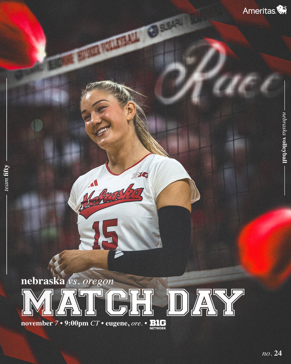 HuskerVB's tweet photo. In the PNW taking on the Ducks.

🆚 : #12 Oregon
🕘 : 9:00pm CT 📺 : @BigTenNetwork
📍 : Bob Devaney Sports Center
📻 : @HuskersRadio https://t.co/pYQ9QfP6sy