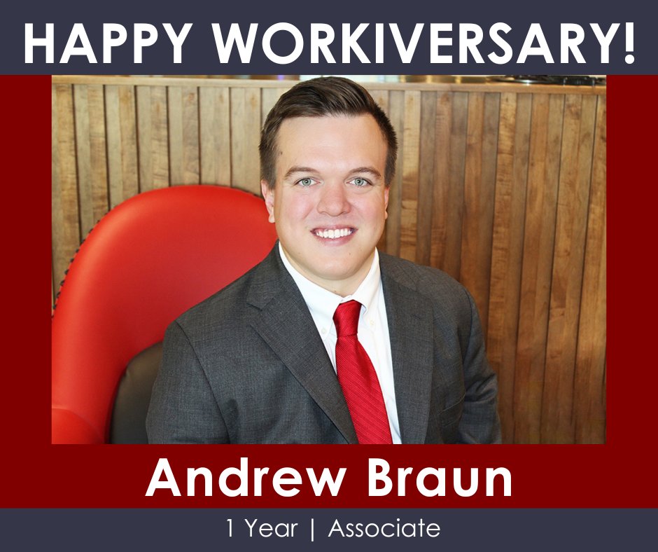 Happy Workiversary to Omaha Associate Andrew Braun! 🎉