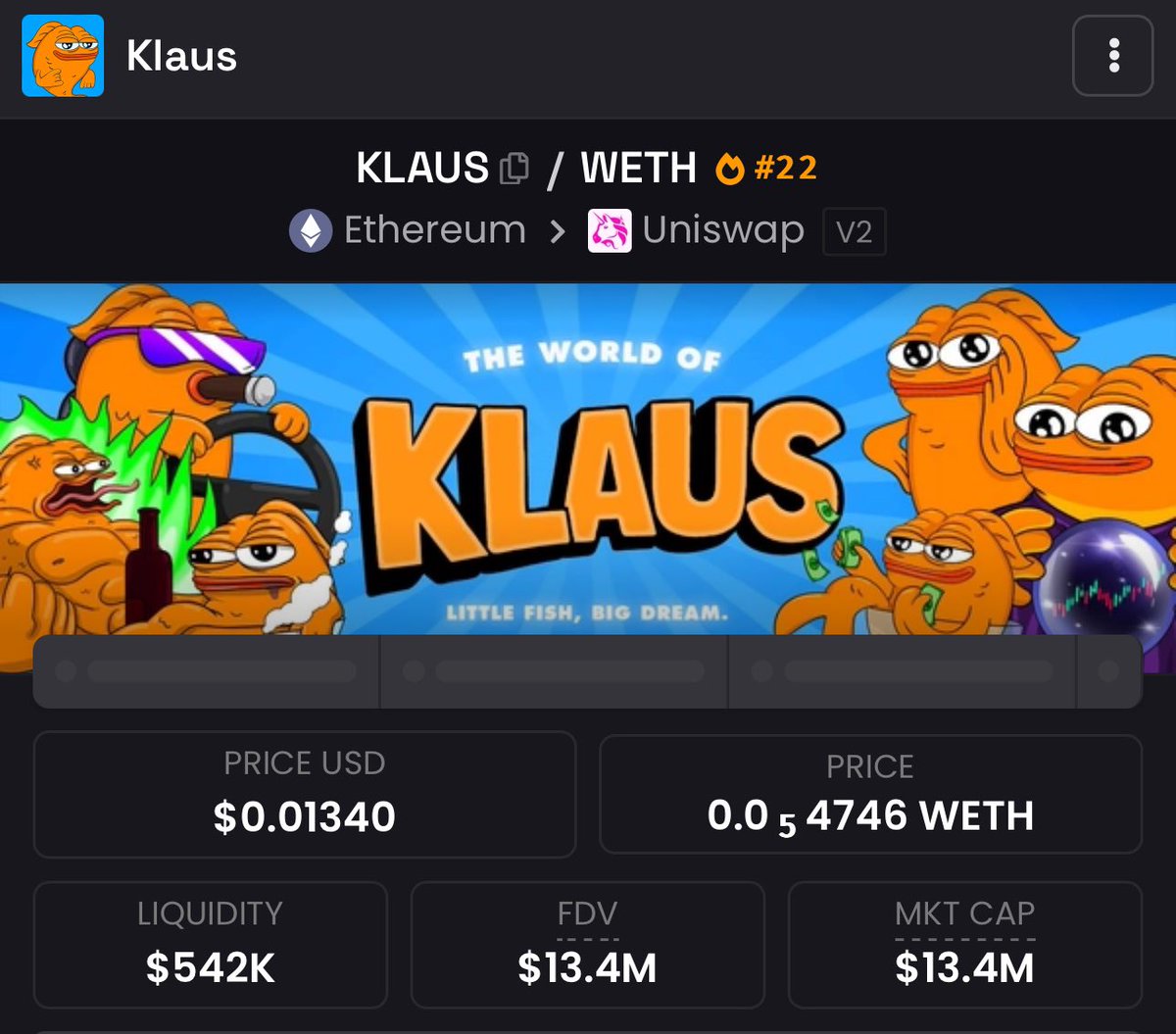 DogeSpaceXX's tweet photo. $KLAUS ready for next leg up 🔥

https://t.co/irqA5kvkh0 https://t.co/t1JktP8fio