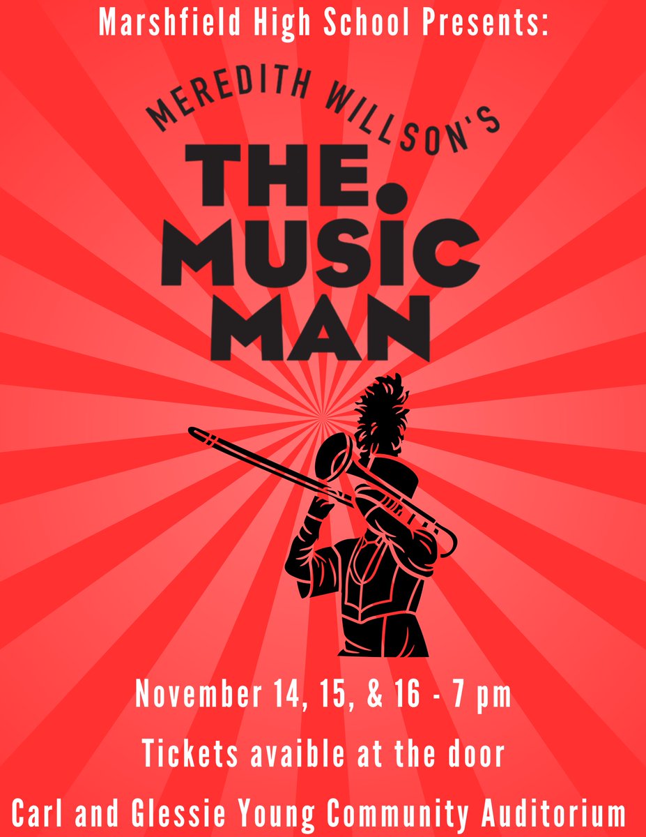 🎭The Music Man hits the MHS stage NEXT week!🎶

📅 Nov 14, 15, &amp; 16
⏰ 7 PM
📍 Carl &amp; Glessie Young Auditorium

🎟️ Tickets at the door: $10 adults, $8 students, kids 2 &amp; under free. Doors open 30 mins before. Don't miss this night of music &amp; fun! 🎉 #MJaysMessage