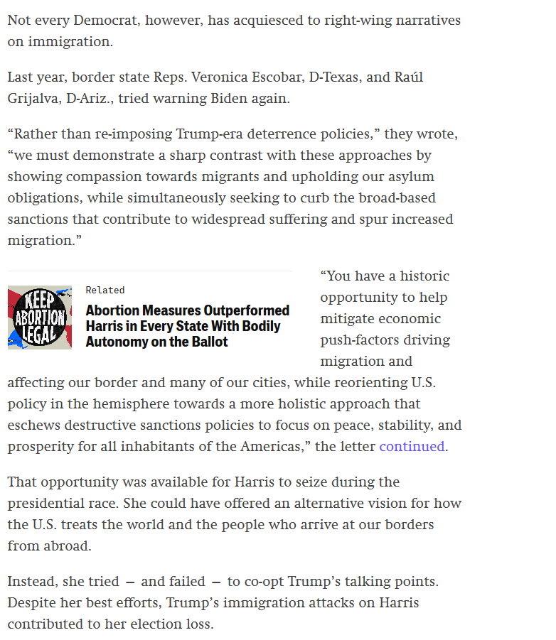 justfp's tweet photo. The Biden-Harris admininistration ignored pleas from House Democrats to stop the indiscriminate economic sanctions on Cuba and Venezuela that exacerbate mass migration, writes @aidachavez at @theintercept.

"Instead, she tried — and failed — to co-opt Trump’s talking points." https://t.co/mj84iUkk62
