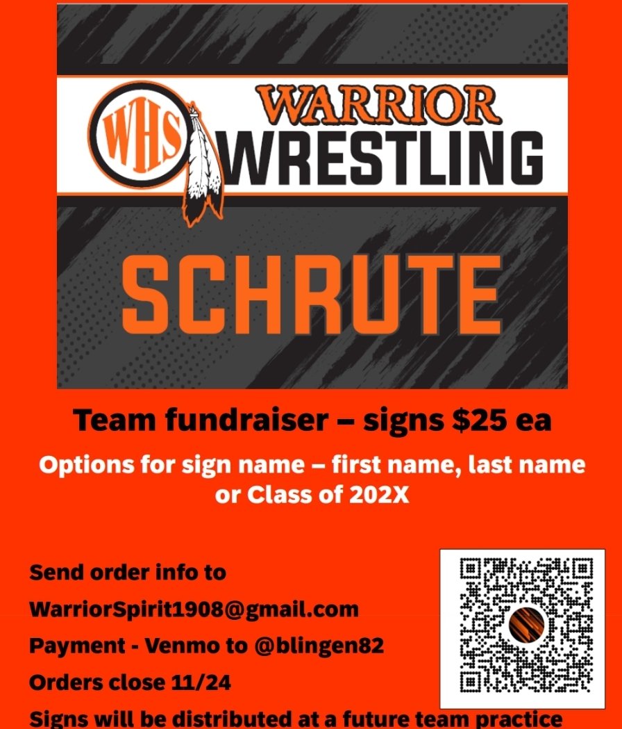 💥Proud to be a Warrior Wrestler? Get your yard sign today. Thank you for your support!