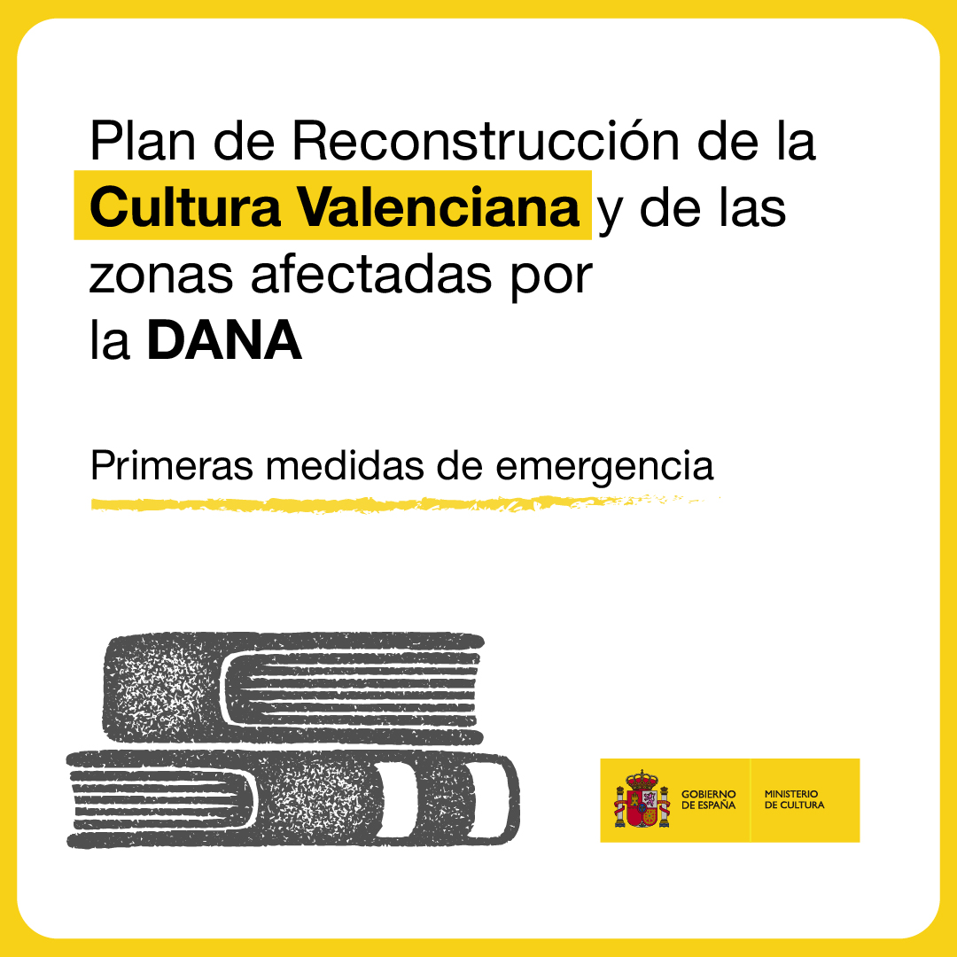 Desde el Ministerio de Cultura ponemos en marcha el Plan de Reconstrucción de la Cultura Valenciana y de las zonas afecadas por la DANA

🧵 Te contamos más sobre las primeras medidas de emergencia que se van a adoptar para lograr la recuperación del tejido cultural valenciano 👇
