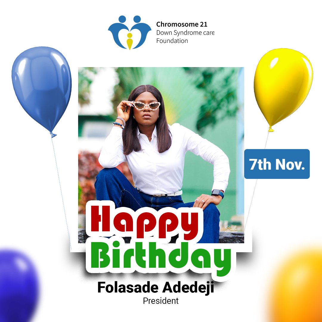 C21foundation's tweet photo. Happy birthday to our president at Chromosome 21 down syndrome care foundation. 

Here is to many great achievements, wins,  and all round success.🎉🎊🎂 https://t.co/ov5B55pvlR