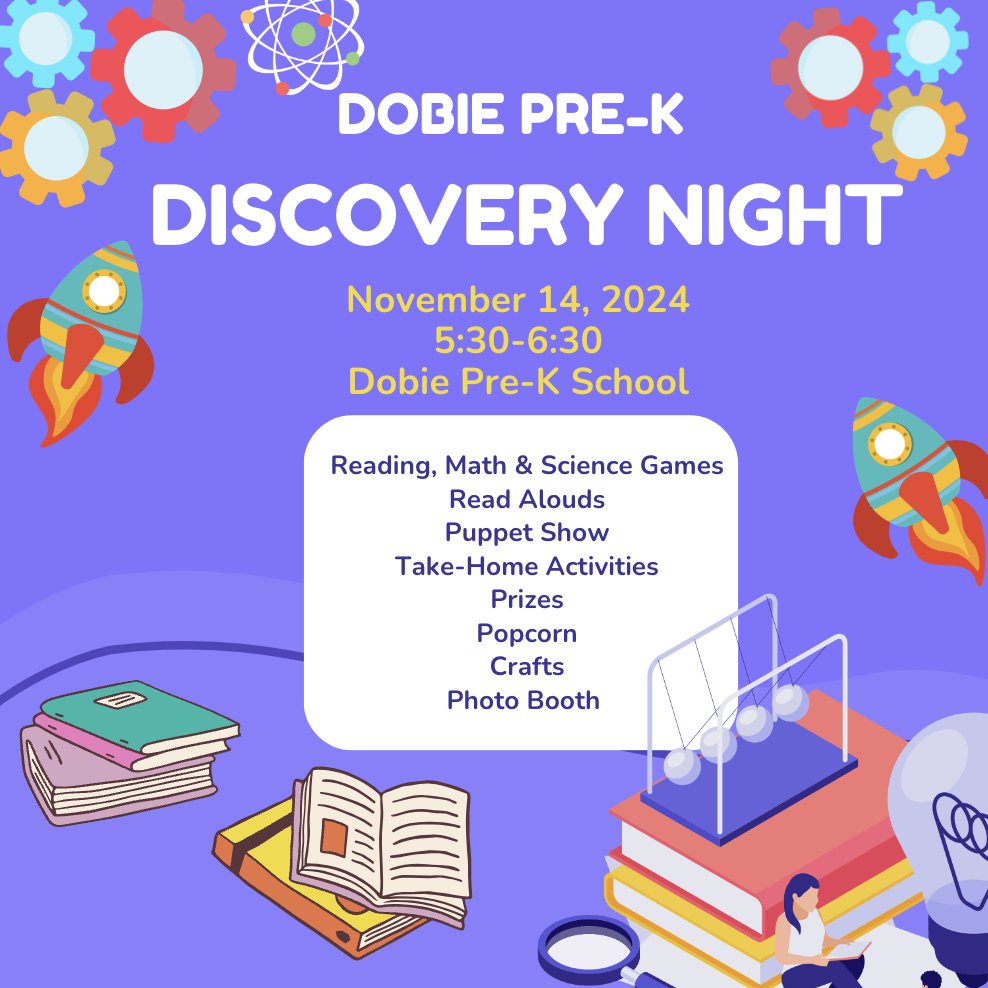 We hope Dobie families can join us next Thursday, November 14 5:30-6:30. It will be a night of fun for all! <a href="/KHprincipal/">Kirstyn Hart</a> <a href="/PaigeKorte1/">Paige Korte Arata</a> #RISDPreK #RISDBeTheOne