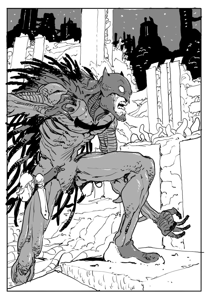 This insane techno-organic Batman is a sketch meant for a dropped commission. I liked the sketch so much that I felt tempted to go ahead with it anyway.