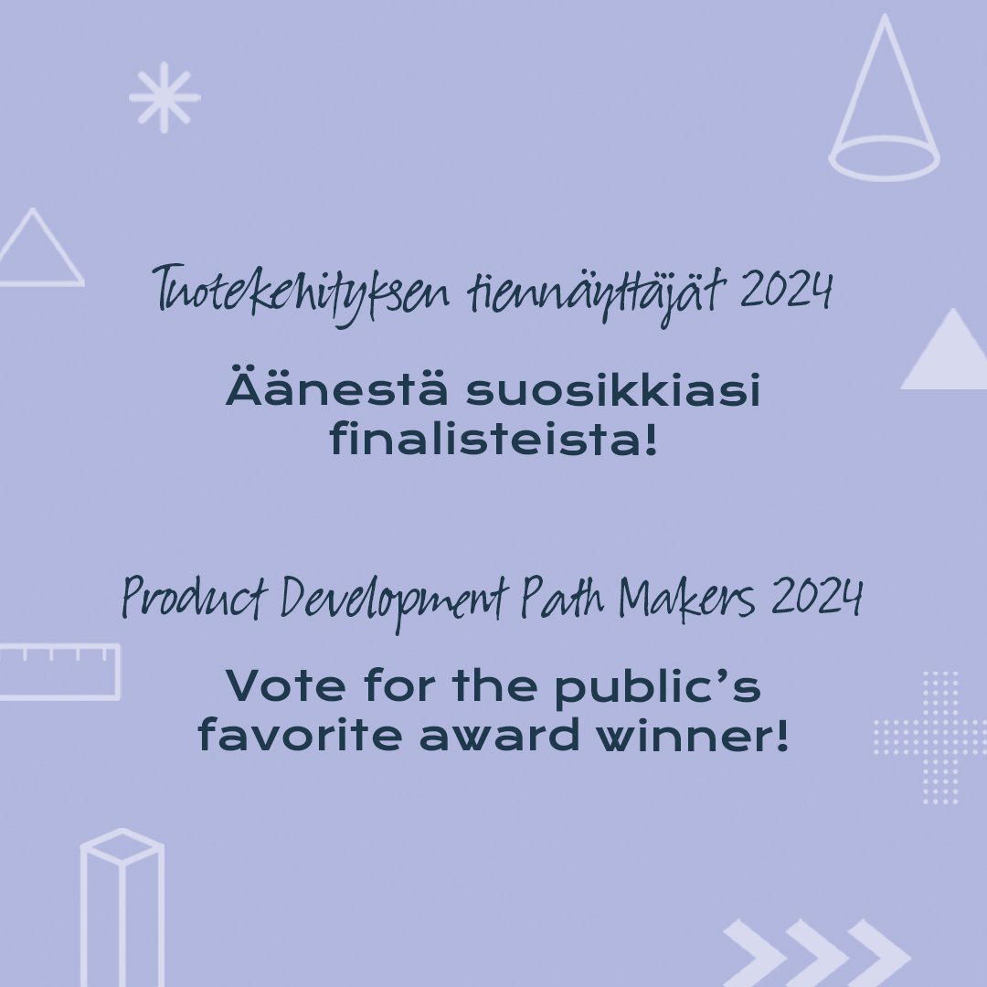 💠 Käy äänestämässä suosikkiasi Tuotekehityksen tiennäyttäjät -palkinnon finalisteista 11.11. mennessä! 
💠 Vote for the first-ever Product Development Path Makers award before 11 November! 

Anna äänesi täällä | Vote here ➡️ designfactory.aalto.fi/award/