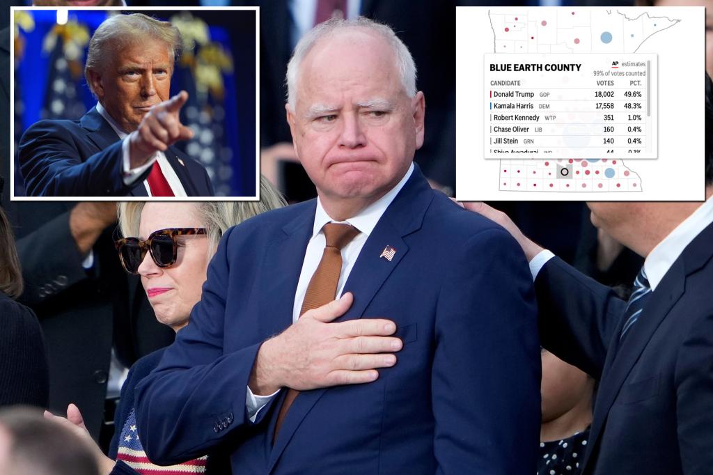 simonateba's tweet photo. Failed VP candidate Tim Walz lost his home county vote to Trump https://t.co/jaqBfdUZzI https://t.co/NUHRpUu0J8