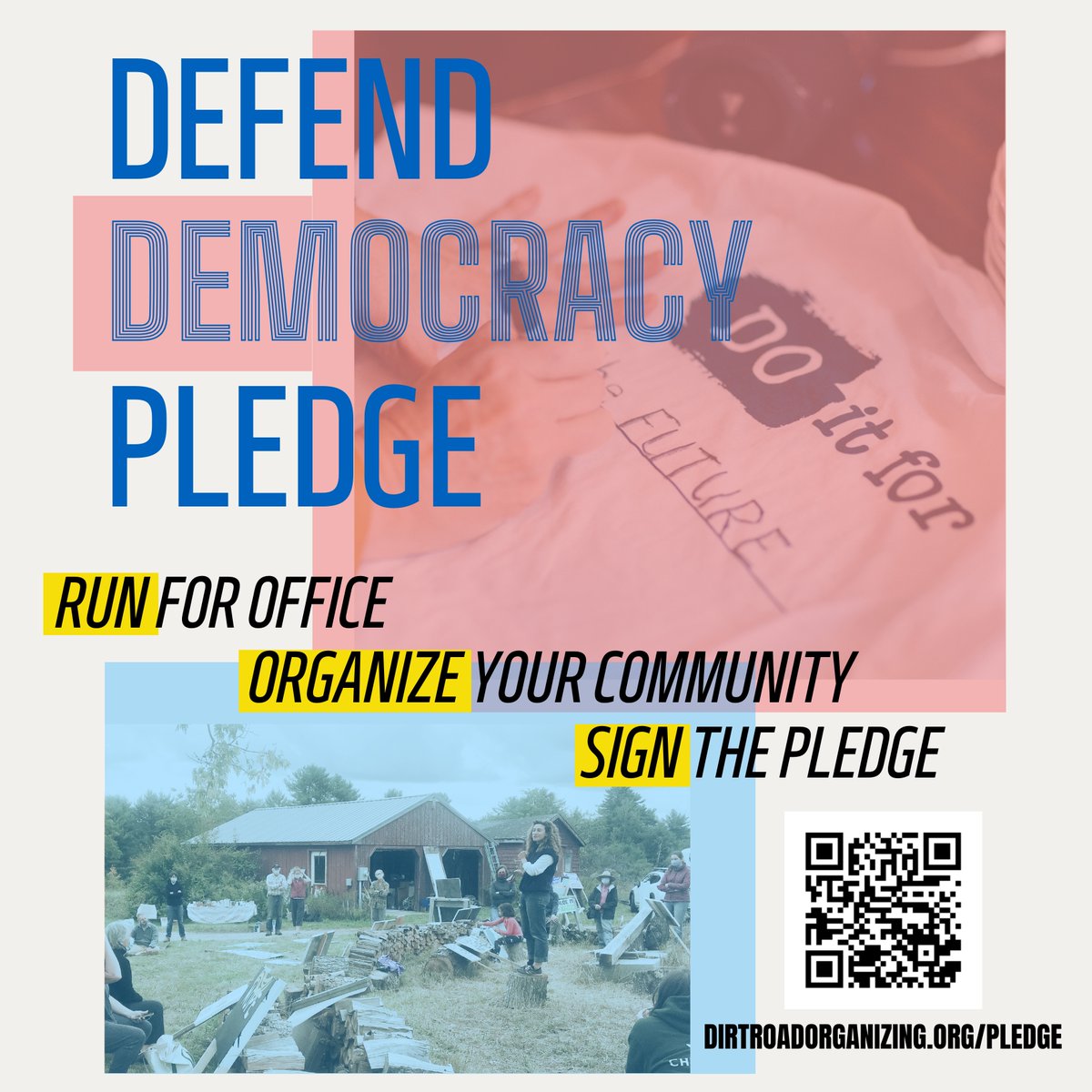 We're committed to fighting back and building power for hard working people in rural America. What we need more than ever is YOU: dirtroadorganizing.org/pledge
Join THOUSANDS of other rural leaders across the country and sign the Defend Democracy Pledge!