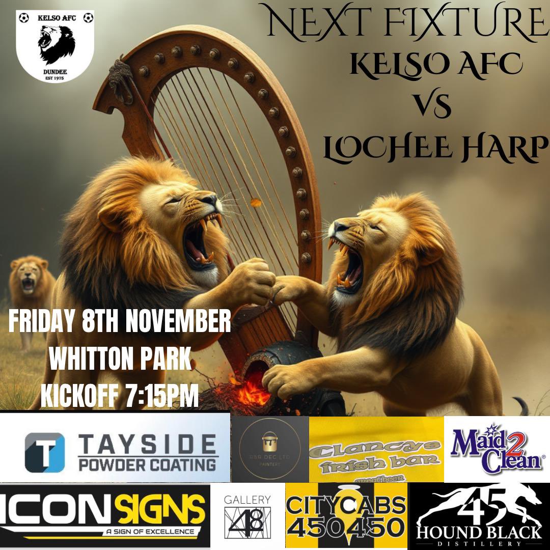 Friday night football 

Get down to whitton park tomorrow to see the first Friday night game of the season - Kelso AFC vs Lochee Harp AFC. 

Here’s to the rebels <a href="/45houndblack/">45 Hound Black Distillery</a> 

MTK 🦁