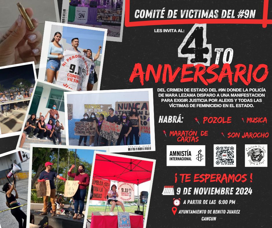 4 años después del crimen de estado de <a href="/MaraLezama/">Mara Lezama</a> /<a href="/GobQuintanaRoo/">Gobierno Quintana Roo</a>, comité de víctimas 9n convoca al aniversario de impunidad ...