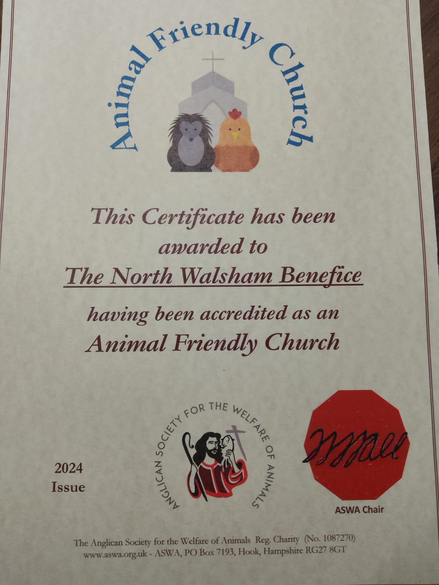 Our churches have some exciting new accreditation from the <a href="/aswanews/">ASWA</a> <a href="/stmarysworstead/">@stmarysworstead</a>