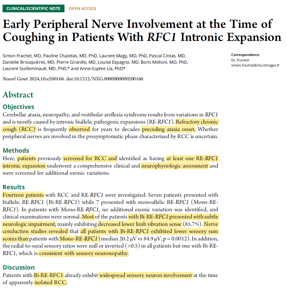 Ongoing research pointing toward a patient subgroup with #ChronicCough showing evidence of sensory neuropathy, as per nerve conduction studies.

From a new publication by Frachet &amp; colleagues (2024) in #NeurologyGenetics @unilim

bit.ly/4enm80z