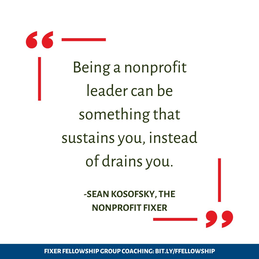 Being a nonprofit leader can be something that sustains you, instead of drains you. 

Find support in the Fixer Fellowship Group Coaching program. 

Enroll by Monday night. 
bit.ly/FFELLOWSHIP