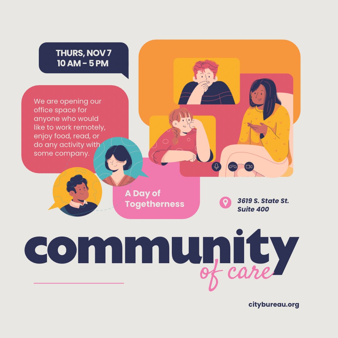 Hey Chicago. Whether you’re part of the <a href="/city_bureau/">City Bureau</a> community or just someone looking for a place to be with people today, our Bronzeville office is open.