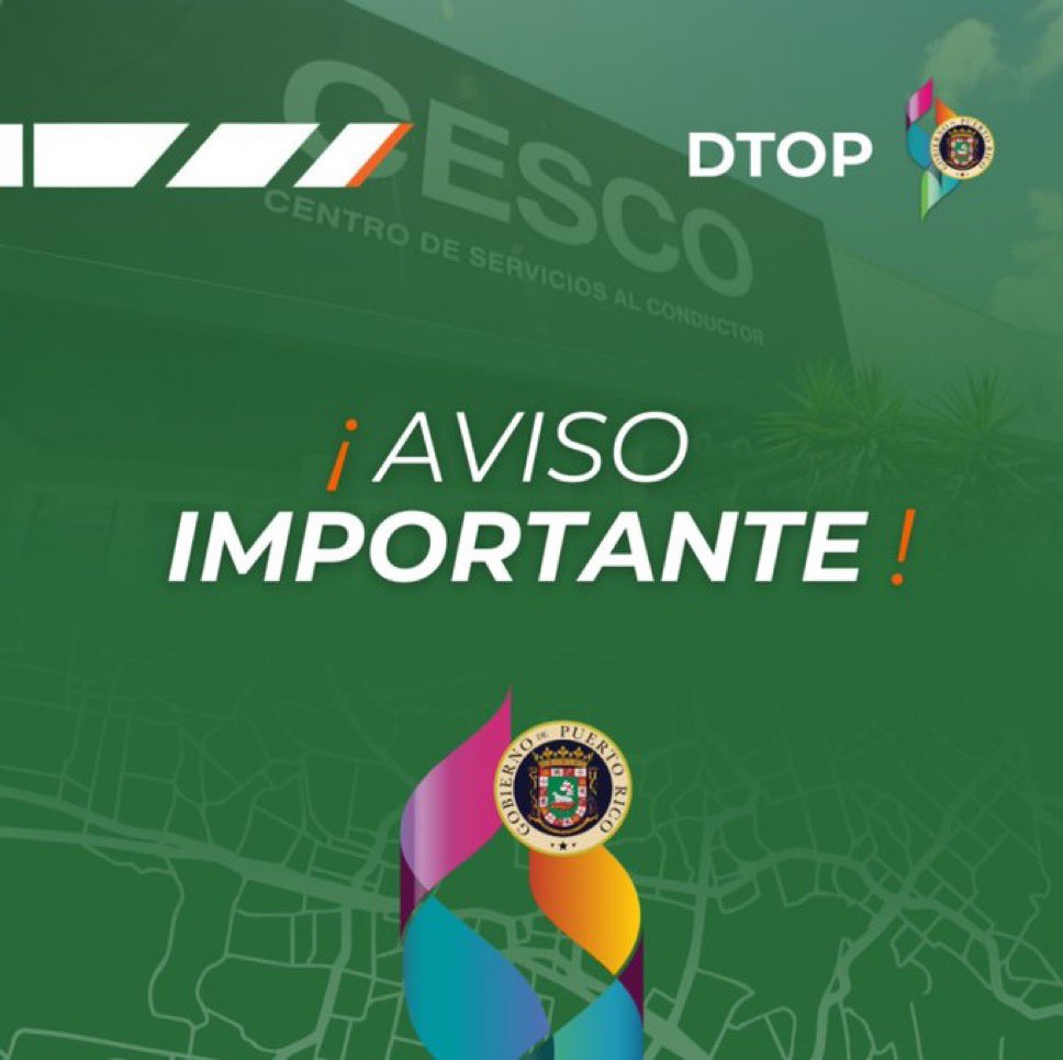DTOP's tweet photo. CESCO Metro permanecerá cerrado mañana viernes, 8 de nov. debido a la falta de servicios esenciales. Las persona con citas serán contactadas por el personal de #TurnosPR o podrán acudir al Cesco más cercano. https://t.co/dOysBkjLUS
