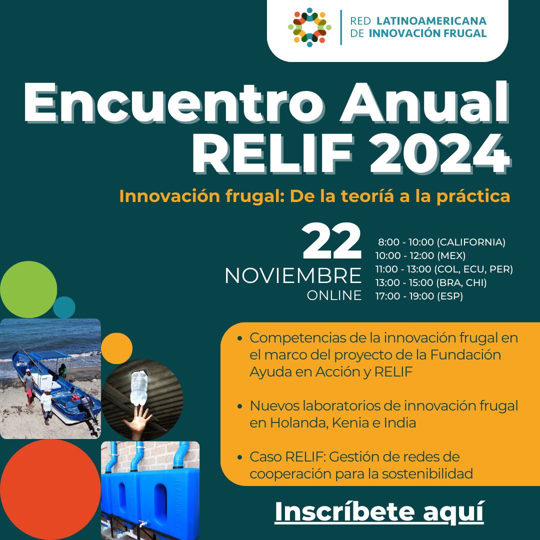L@s invitamos el próximo viernes 22 de noviembre al VI Encuentro Anual de la Red Latinoamericana de Innovación Frugal 🌎.

Registro: scu.zoom.us/meeting/regist…