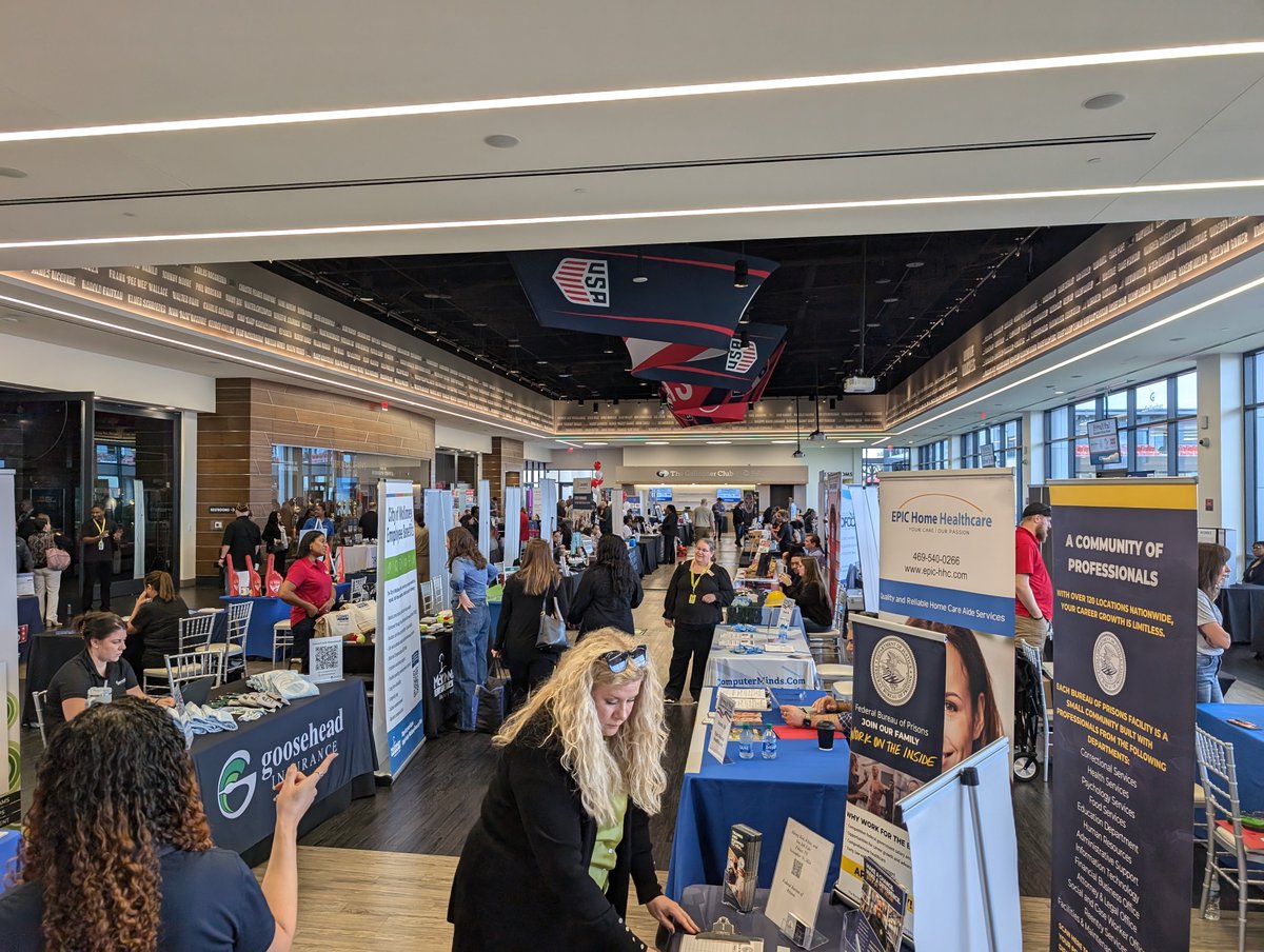 Getting ready to kick off the <a href="/WSNCT/">Workforce Solutions</a> Hiring Red, White &amp; You Hiring Event in Frisco. There are 92 employers who have over 1000 job openings for Texas veterans and their spouses. Thank you for the partnership of the <a href="/TexasVeterans/">Texas Veterans Commission</a> and <a href="/TXWorkforce/">Texas Workforce Commission</a> Commissions.
