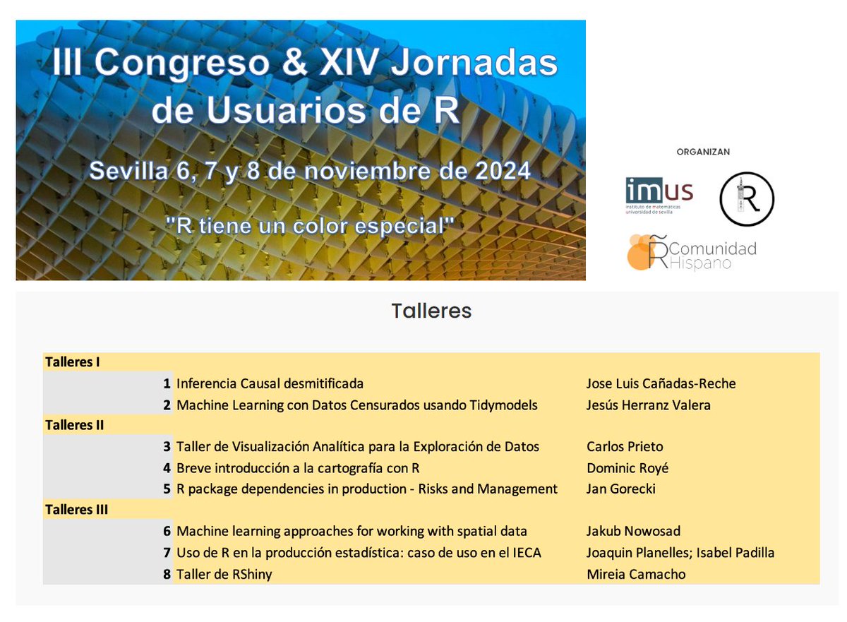 IECA_Andalucia's tweet photo. 🧮Tercer día en el III Congreso & XIV Jornadas de Usuarios de #R
👨💻Hoy nuestro compañero Joaquín Planelles junto a Isa Padilla hablarán del uso de R en la producción #estadística de @IECA_Andalucia
https://t.co/iE3kQEbnCt
#RtieneuncoloRespecial #3RqueR https://t.co/BF99owEkUx