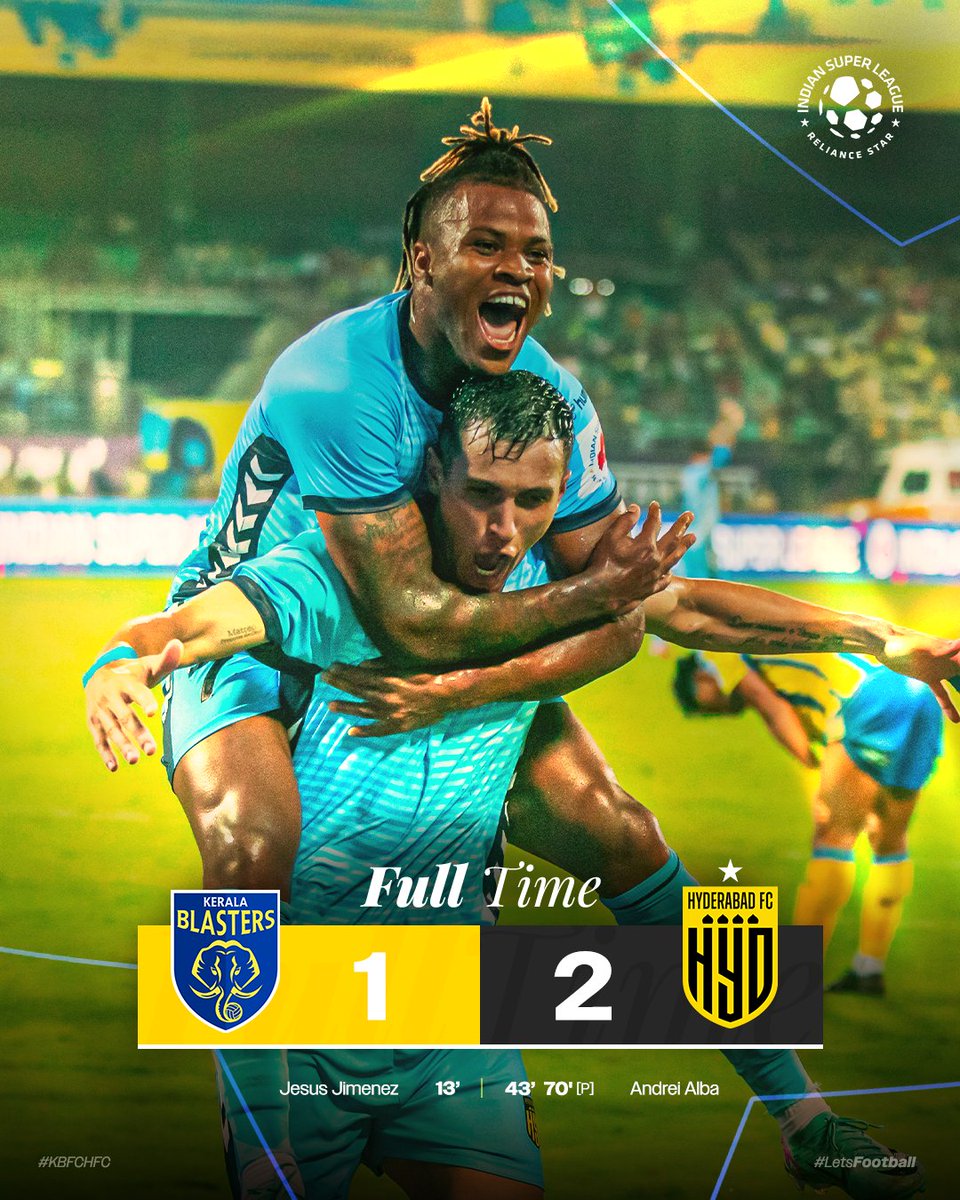IndSuperLeague's tweet image. Another day, another comeback in the #ISL! 💥

#KBFCHFC #LetsFootball #KeralaBlasters #HyderabadFC | @JioCinema @Sports18