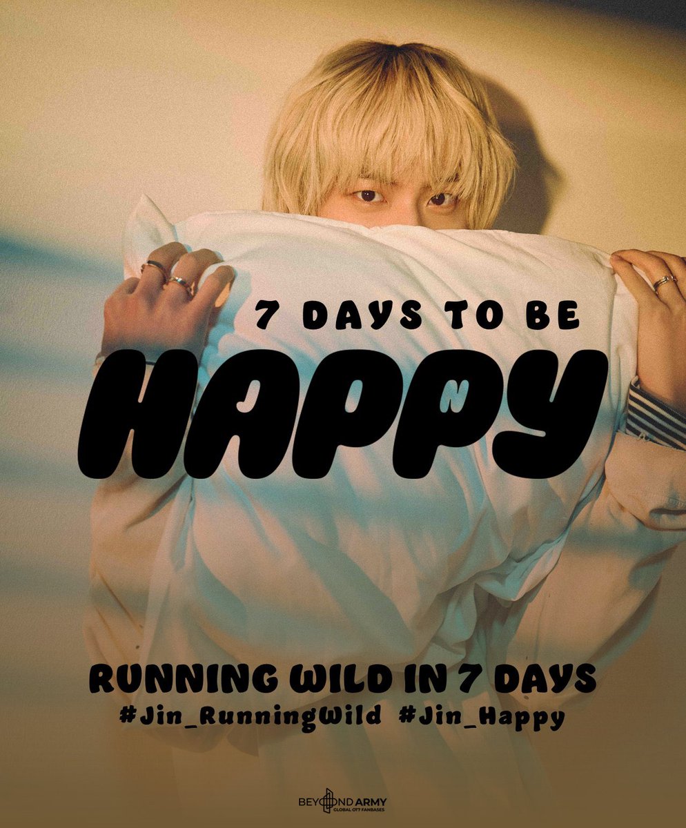 MinYoongiSwagg7's tweet photo. ONE WEEK OUT!! 

🔴 Global: https://t.co/aqZYacs0Pl 
🔵 US/PR: https://t.co/WItfvgSBcJ

7 DAYS TO BE HAPPY
RUNNING WILD IN 7 DAYS
#Jin_RunningWild #Jin_Happy https://t.co/wwEbhdWp1H