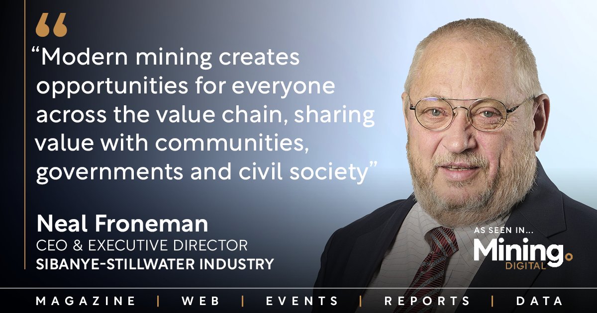 Mining Digital (@miningdig) on Twitter photo Exclusive Insight! <a href="/SIBSTILL/">Sibanye-Stillwater</a> CEO Neal Froneman dives into green metals, mining tech, and the future of the industry. Find out more in the November edition of Mining Magazine! ⬇️
publication.miningdigital.com/5ASd/p12
#MiningInnovation #GreenMetals #SibanyeStillwater Exclusive Insight! <a href="/SIBSTILL/">Sibanye-Stillwater</a> CEO Neal Froneman dives into green metals, mining tech, and the future of the industry. Find out more in the November edition of Mining Magazine! ⬇️
publication.miningdigital.com/5ASd/p12
#MiningInnovation #GreenMetals #SibanyeStillwater