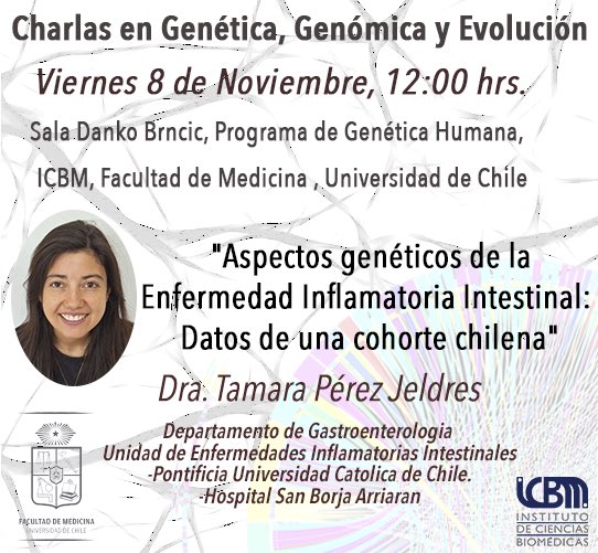 olguinfly's tweet photo. No se pierdan la chatla de la Dra Tamara Pérez, un estudio pionero en Chile!!! @ICBM_UChile @sochigen @MedicinaUChile https://t.co/GG5ipS8Emb