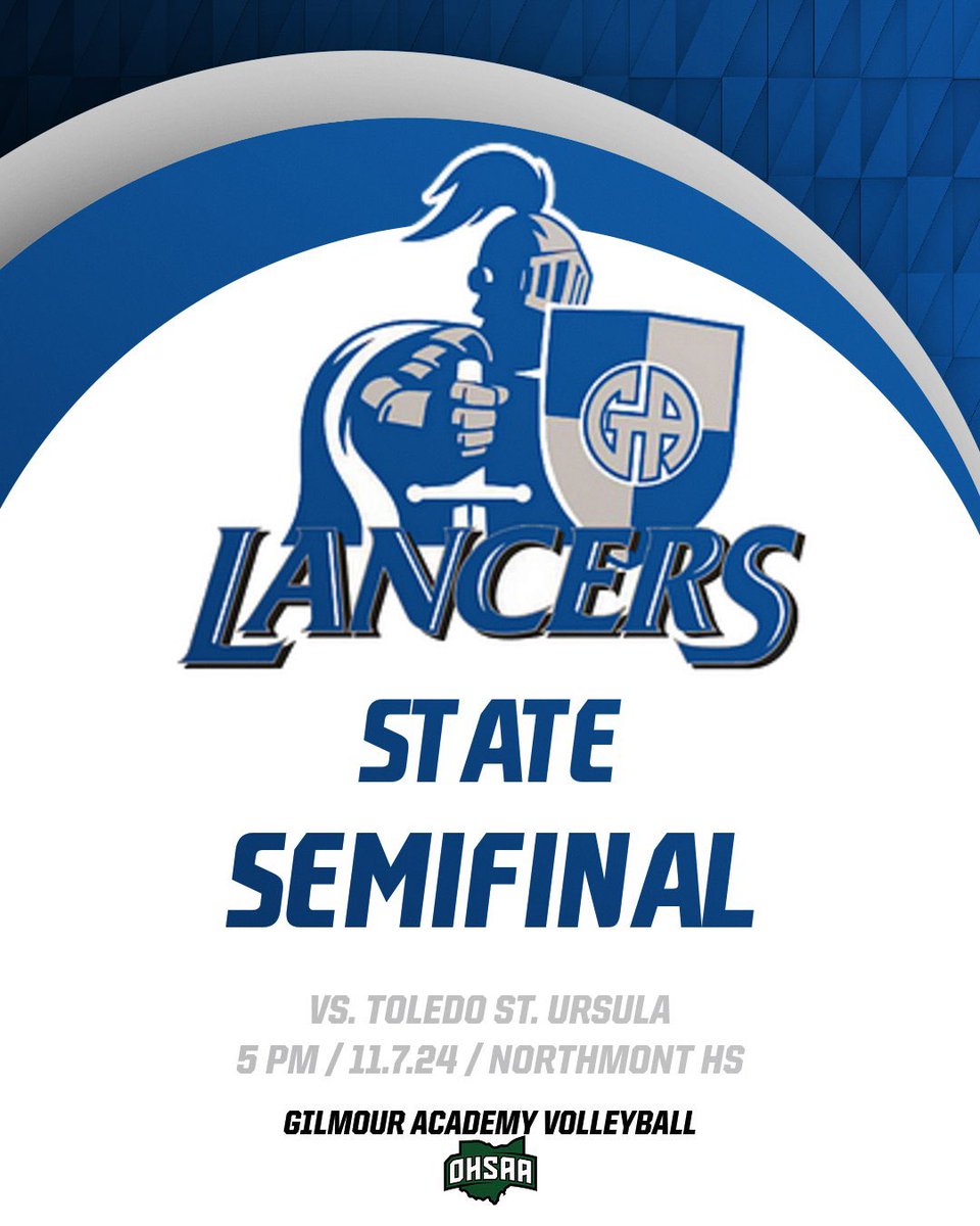 GALancerAD's tweet photo. It’s ⏰ for the #StateSemifinal‼️
🏐vs. St. Ursula Academy (Toledo)
⏰ 5 pm
📅11.7.24
📍Northmont High School
🎟️https://t.co/TTCexucFwQ
Let’s go, @GALancerVB 👏
#GoGA https://t.co/ECKjrJVPwU