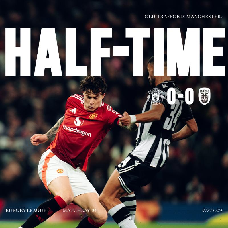 ManUtd's tweet photo. Level at the break ⚖️

#MUFC || #UEL