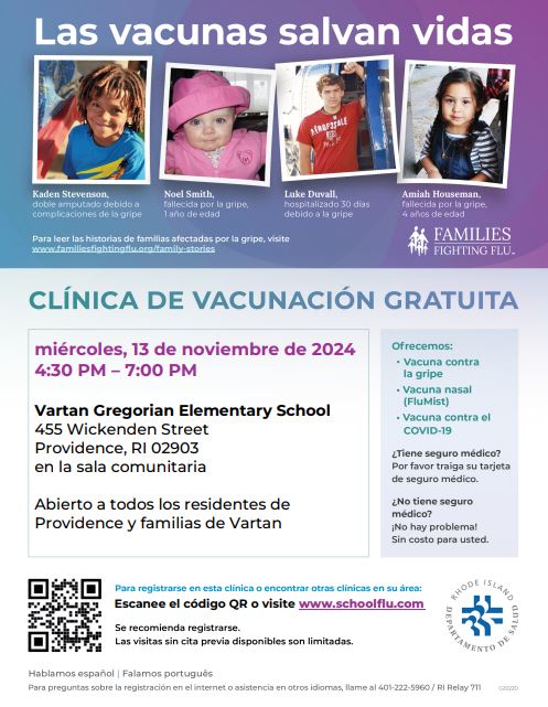 Providence Public Schools (@pvdschools) on Twitter photo ¡Mantente sano esta temporada! Visite <a href="/VGregorianES/">Vartan Gregorian ES</a> miércoles, 13 de noviembre de 4:30-7 pm para la vacuna gratis contra la gripe, vacuna nasal o COVID-19. ¿No tiene seguro? No hay problema, ¡sin costo para usted!
📍455 Wickenden St.
Pre-registro: schoolflu.com ¡Mantente sano esta temporada! Visite <a href="/VGregorianES/">Vartan Gregorian ES</a> miércoles, 13 de noviembre de 4:30-7 pm para la vacuna gratis contra la gripe, vacuna nasal o COVID-19. ¿No tiene seguro? No hay problema, ¡sin costo para usted!
📍455 Wickenden St.
Pre-registro: schoolflu.com