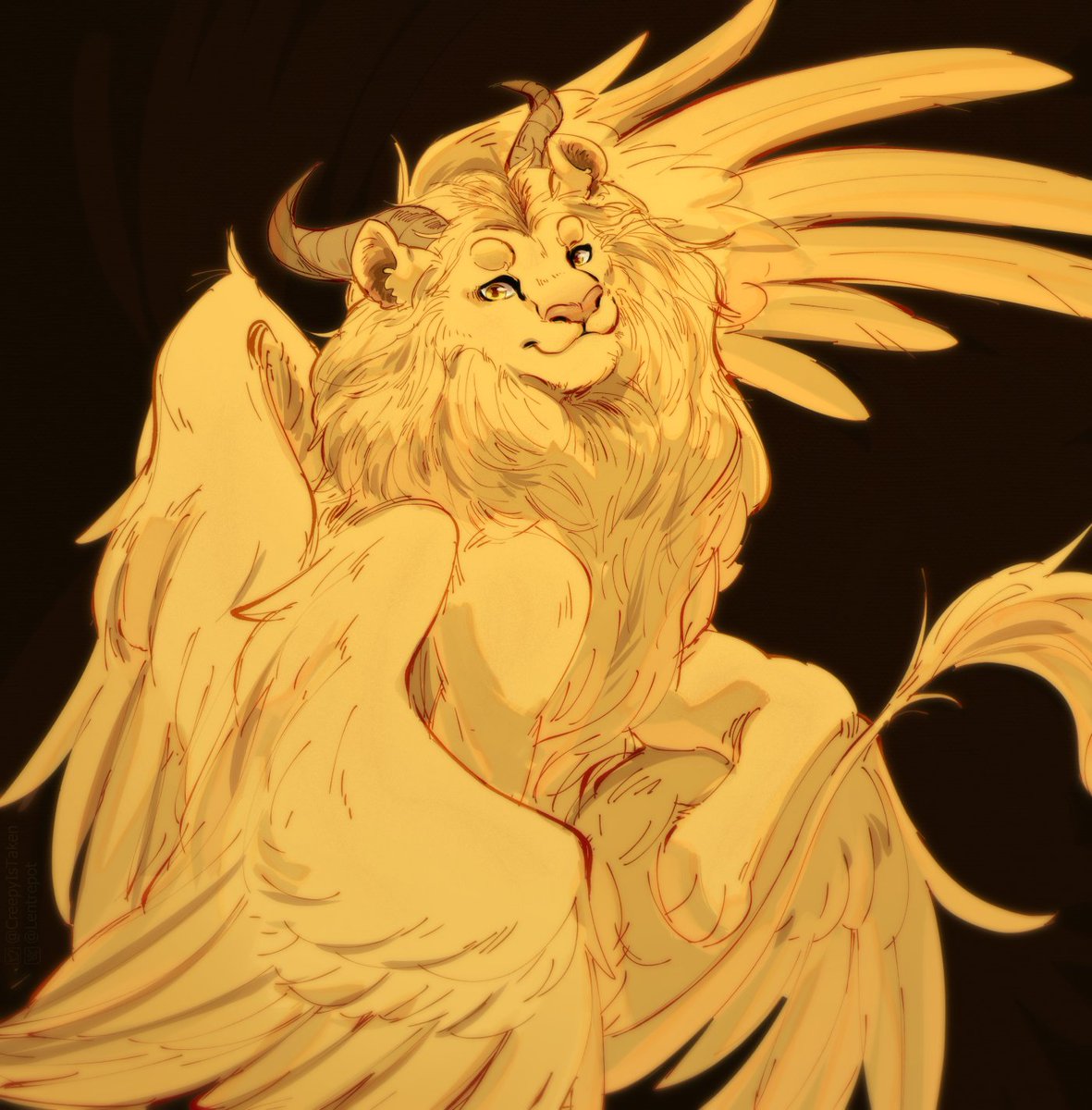 The Winged Lion (gold fluffy kitty)
for #dungeonfight2024

#dungeonmeshi
