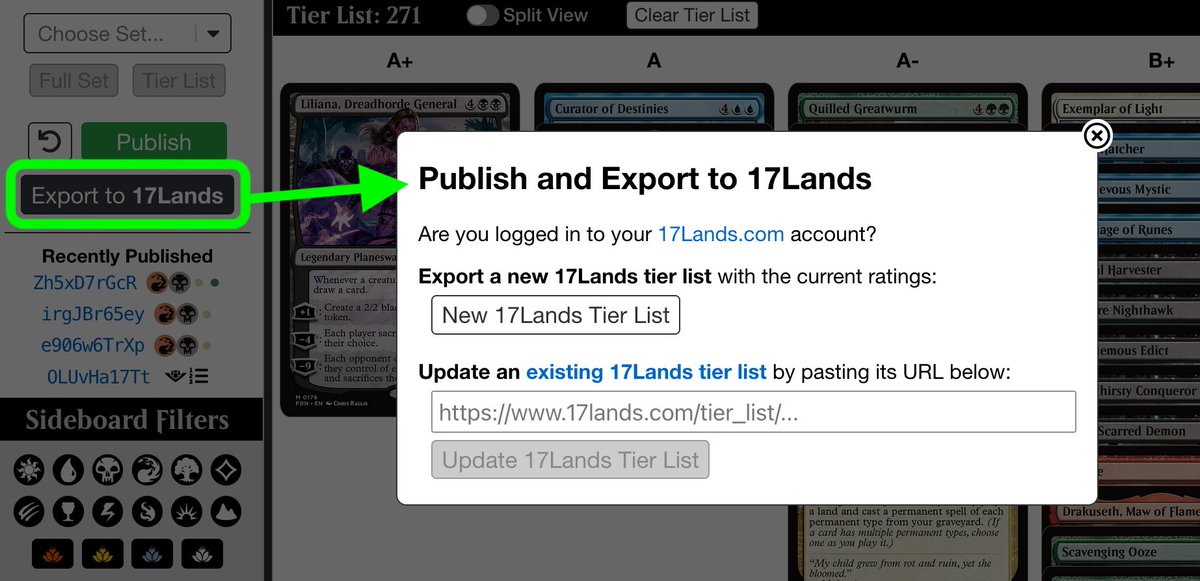 And you might wonder why you would bother editing your <a href="/17Lands/">17Lands</a> tier lists if you can't also save the changes back.

Well, guess what?  You can: