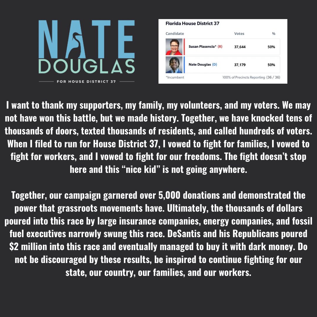 nateforflorida's tweet image. This election may have been discouraging and it may feel like we are in a dark place. However, we have to keep fighting the good fight.