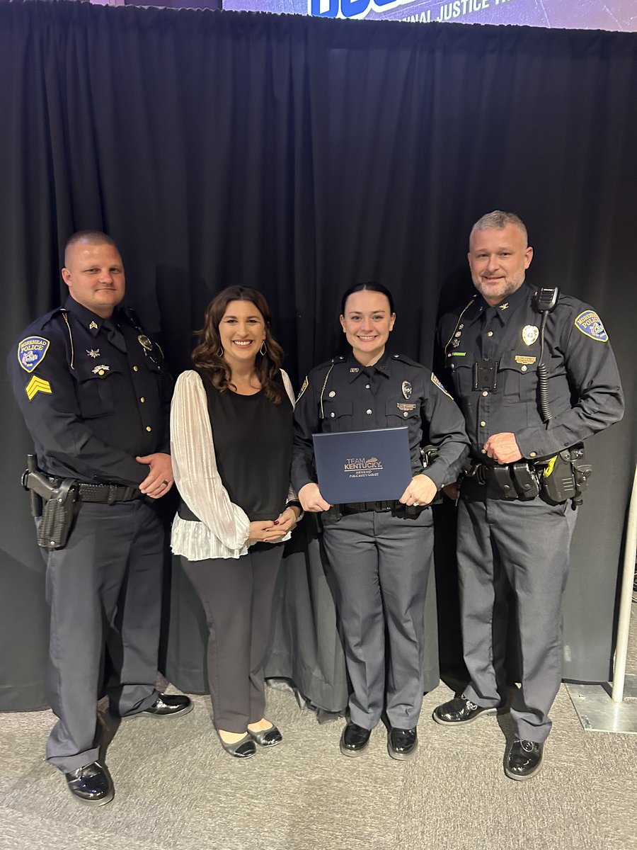 MoreheadPD's tweet photo. We want to congratulate Officer Emily Branham on her graduation from the Department of Criminal Justice Police Academy. We are thrilled to have her back in town! https://t.co/jIIsp0AEXc