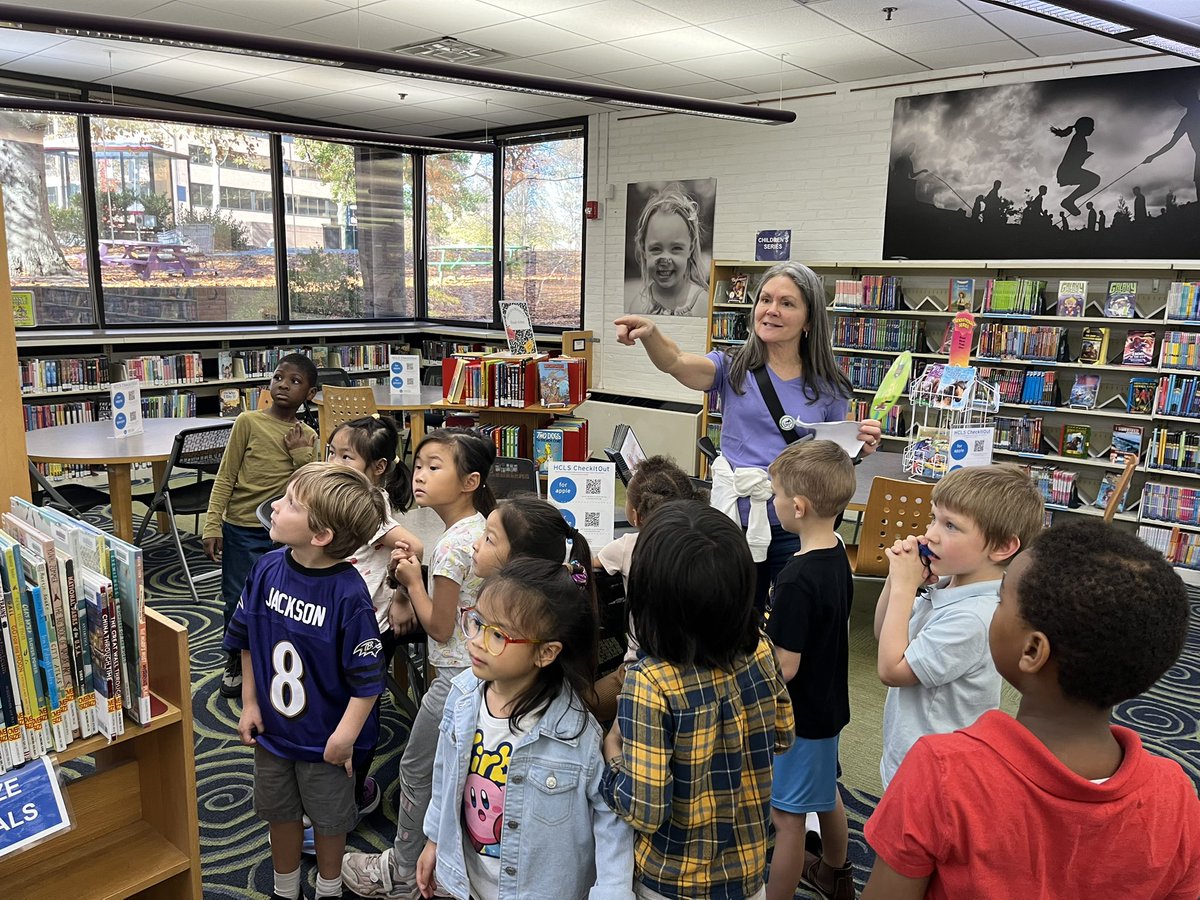 Kindergartners visited the Howard county public library today and checked out their own book!