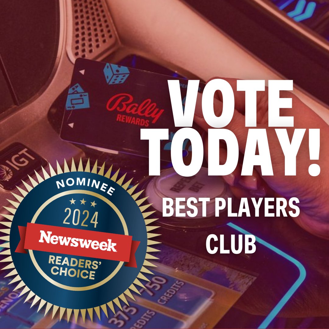Bally Rewards is nominated for BEST PLAYERS CLUB in the Newsweek Readers' Choice Awards 2024! Known for top rewards and experiences, we need *your* vote to secure the win. Voting is open from Nov 7 to Dec 5. Cast your vote today! 
bit.ly/4hAGvtX