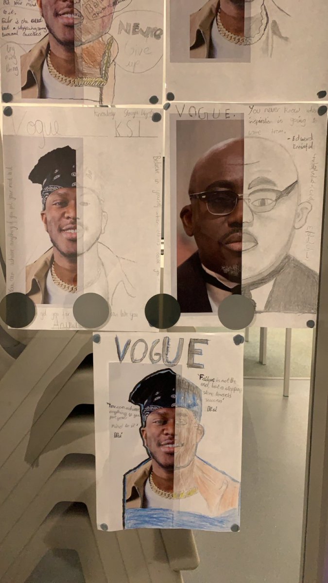 Children did some #BlackHistoryMonth artwork recently focusing on reclaiming narratives. We looked at many inspirational black people and presented our work using Vogue style covers. What do you think <a href="/Edward_Enninful/">Edward Enninful OBE</a> <a href="/KSI/">ksi</a>
I may be bias, but I have talented artists in my class!!