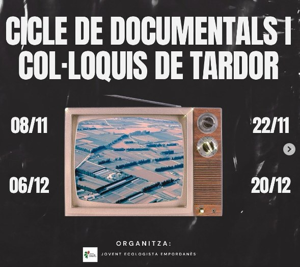 CUPDarnius's tweet photo. El @je_empordanes ha preparat un cicle de documentals i col·loquis de tardor. Durant quatre divendres es tractaran diferents blocs temàtics i d’actualitat, recorrent el món a la recerca de respostes i eines útils per a una societat més justa i resilient a la crisi climàtica. https://t.co/4Wa3bRULqE