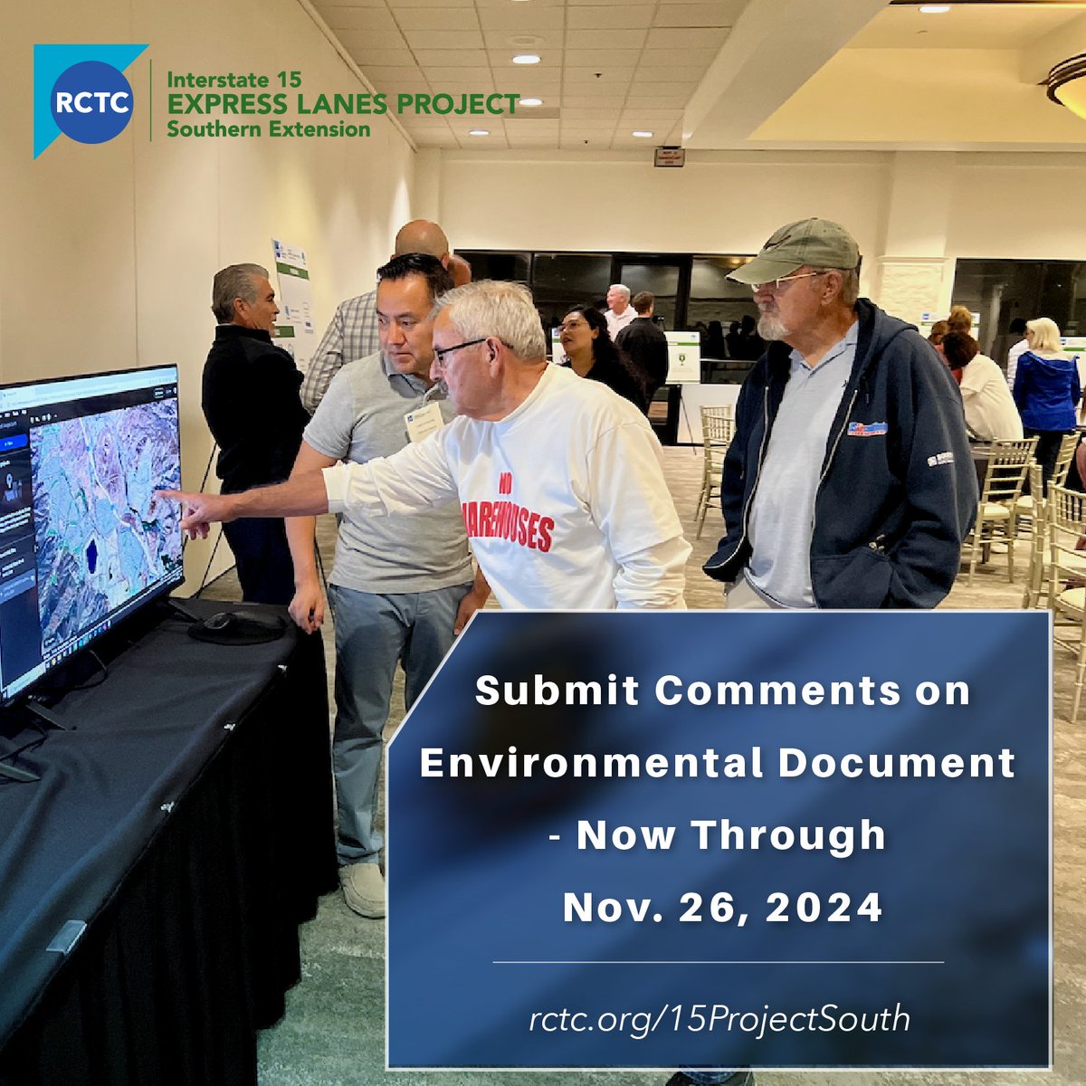 15ProjectSouth's tweet photo. There’s still time to provide comments on the I-15 Express Lanes Project Southern Extension draft environmental document. Public comment period ends Nov. 26. To learn more, visit https://t.co/7BnZ5WuE0s
#TemescalValley
@CityOfCorona
@CtyLakeElsinore
@Caltrans8 https://t.co/sZqKEnRB87