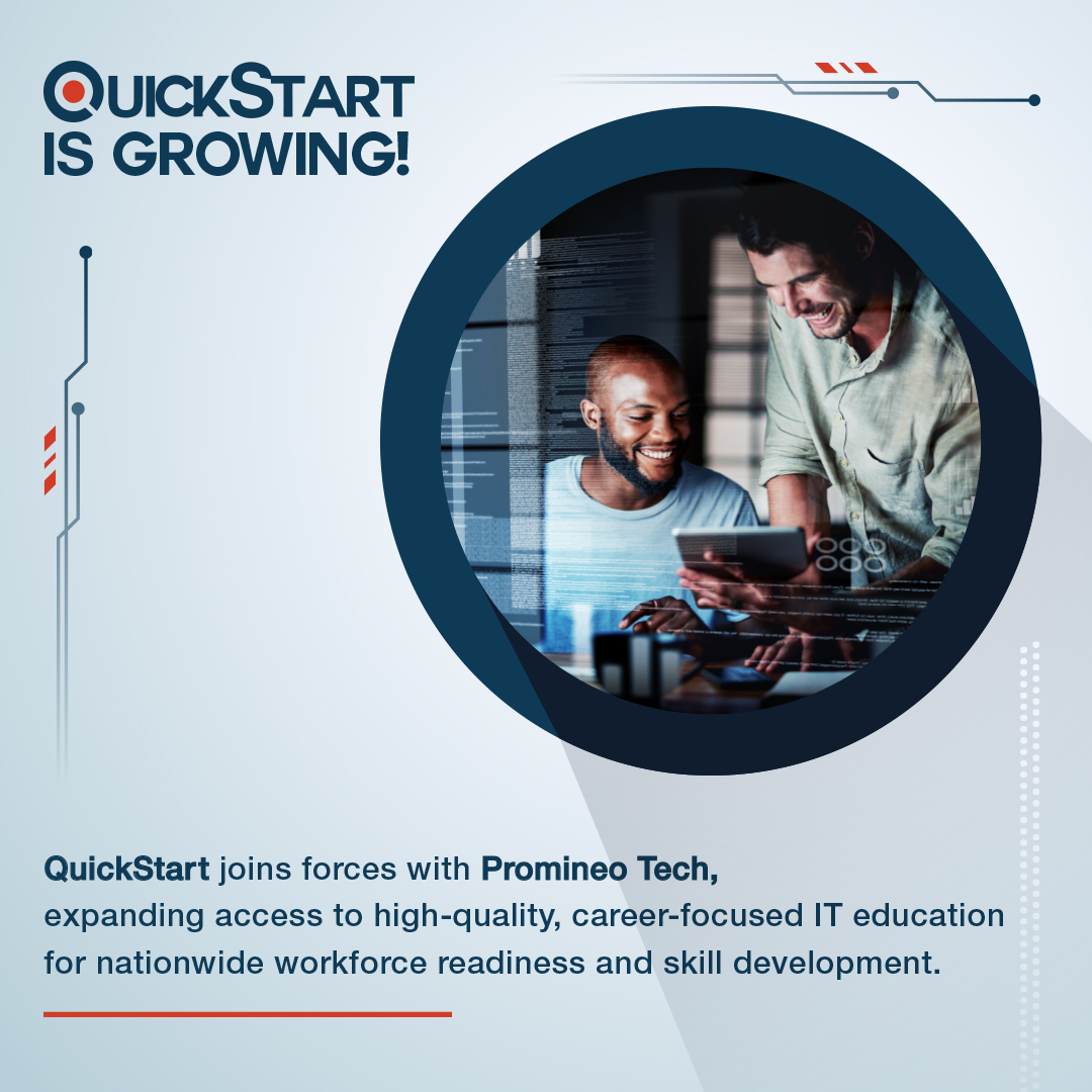 QuickStartIntel's tweet image. Exciting news! #QuickStart has acquired #PromineoTech to make affordable, skills-based #ITtraining more accessible than ever!

Read our press release here: ow.ly/6qVN50U2BGo

#TechEducation #FutureOfWork #SkillsDevelopment #TechCareers #EdTech #ProfessionalDevelopment